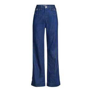 $315 RE/DONE True Rinse High Rise Wide Leg Jeans Blue Denim Women's Size 24 X 32